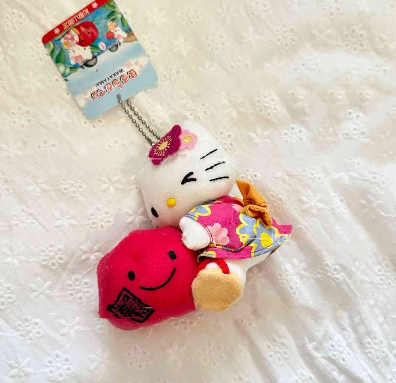 Vintage Sanrio Hello Kitty Wakayama Limited Hugging Plum Plush Charm