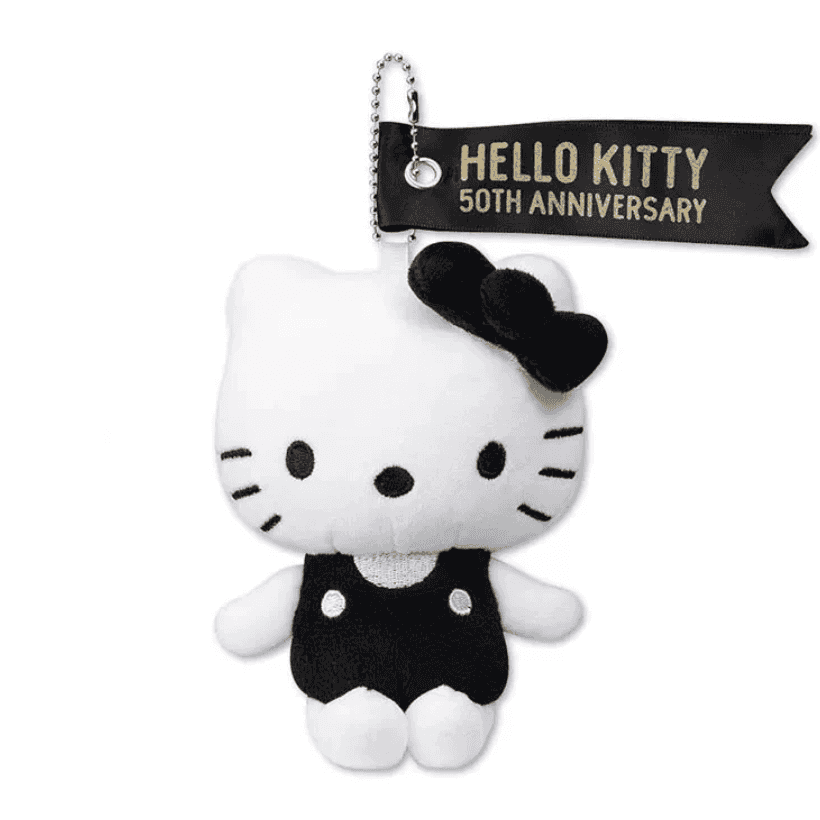 Sanrio Avail Hello Kitty 50th Anniversary Classic Plush Charm - Black & White
